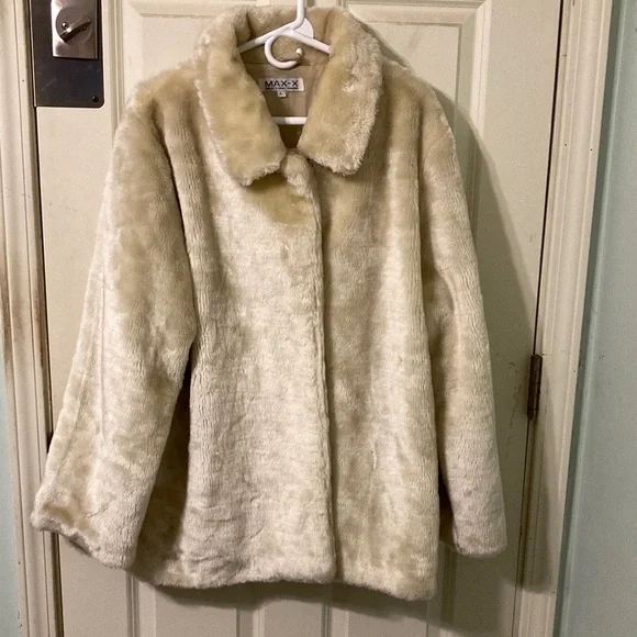 Super Soft Beige Blond Teddy Fur Coat Jacket XL - Picture 1 of 8